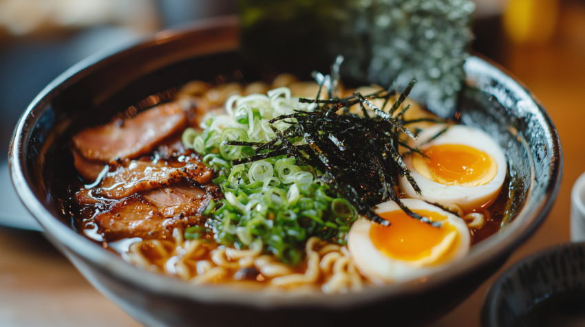 Authentic Thai Pad Thai with Shrimp and Tofu on Banana Leaf