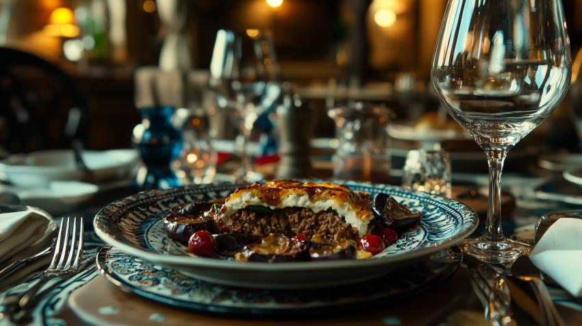 Authentic Greek Moussaka with Lamb and Eggplant Layers