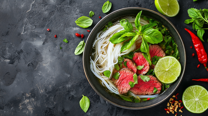 Fragrant Vietnamese Pho with Beef and Rice Noodles