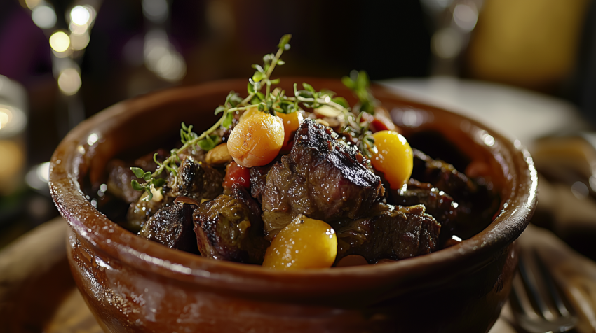 Slow-Cooked Moroccan Tagine with Lamb and Apricots