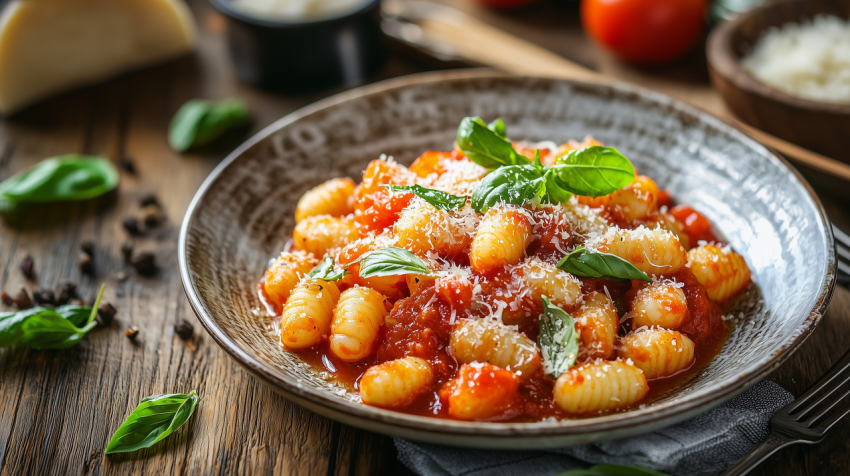 Classic Italian Gnocchi with Tomato Basil Sauce and Parmesan
