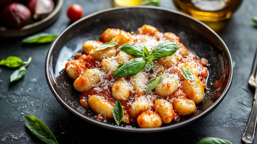 Traditional Italian Gnocchi with Parmesan and Fresh Basil
