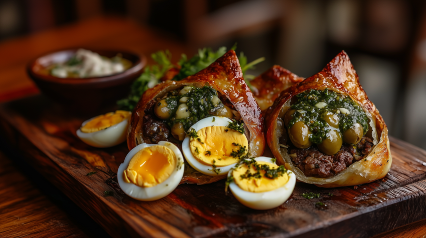 Traditional Argentine Empanadas with Chimichurri Sauce