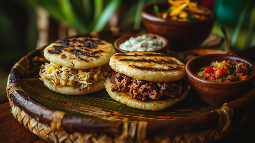 Stuffed Venezuelan Arepas with Beef and Black Beans