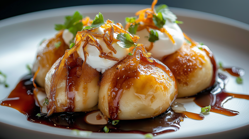 Vibrant Venezuelan Arepas with Beef and Cheese on Palm Leaf Plate