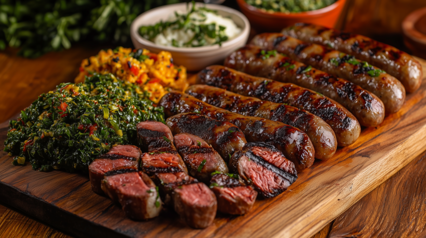 Traditional Brazilian Churrasco with Picanha and Sausage