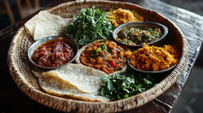 Spicy Korean Tteokbokki with Fish Cakes and Sesame Seeds in Korean Bowl