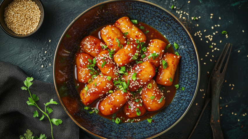 Vibrant Korean Tteokbokki with Fish Cakes and Gochujang Sauce