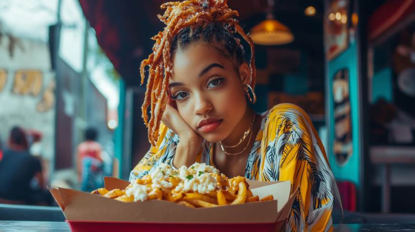 Traditional Canadian Poutine with Gravy and Cheese Curds