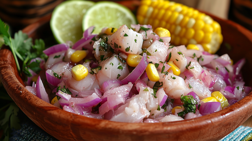 Tangy Peruvian Ceviche with Lime Juice and Cilantro