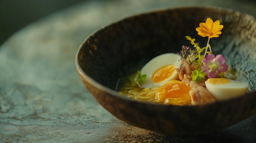 Traditional Japanese Ramen with Marinated Eggs and Chashu Pork