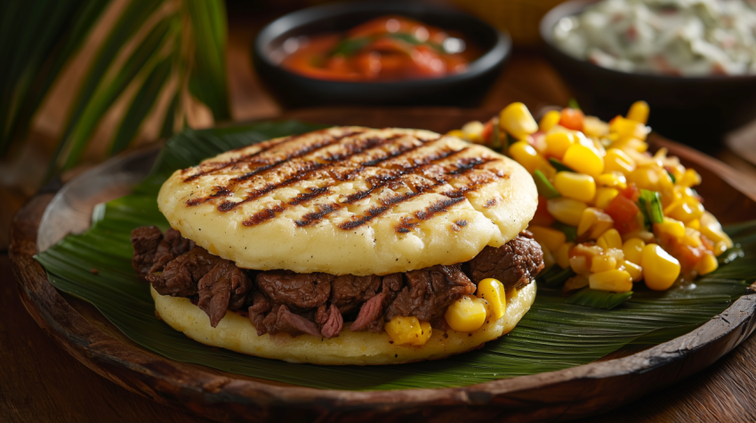 Stuffed Venezuelan Arepas with Beef and Cheese
