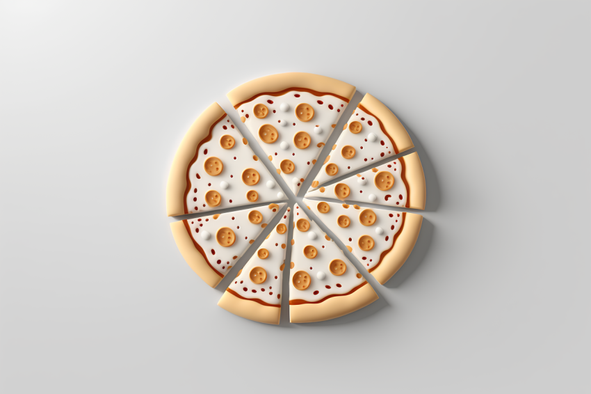 3D Rendered Pizza Icon Overhead View