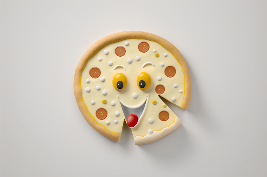 Minimalist Pizza Emoji 3D Render