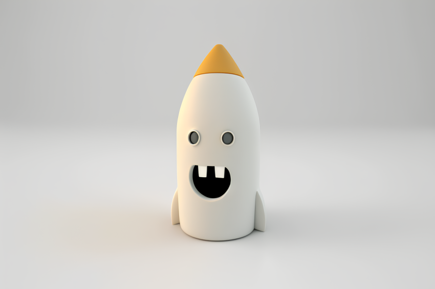 Minimalist Rocket Emoji 3D Render
