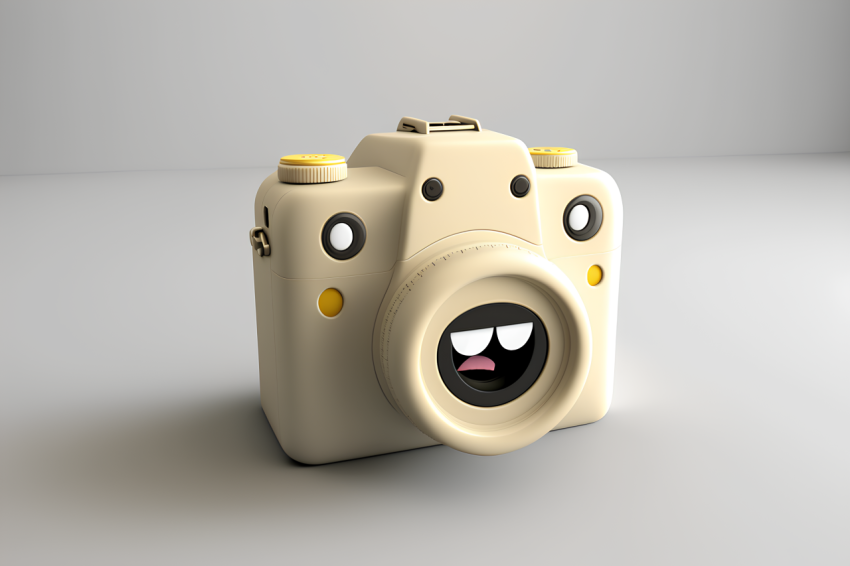 Photorealistic Camera Icon White Background