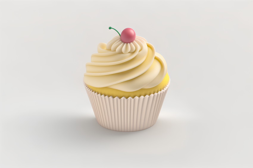 3D Rendered Cupcake Icon Overhead View