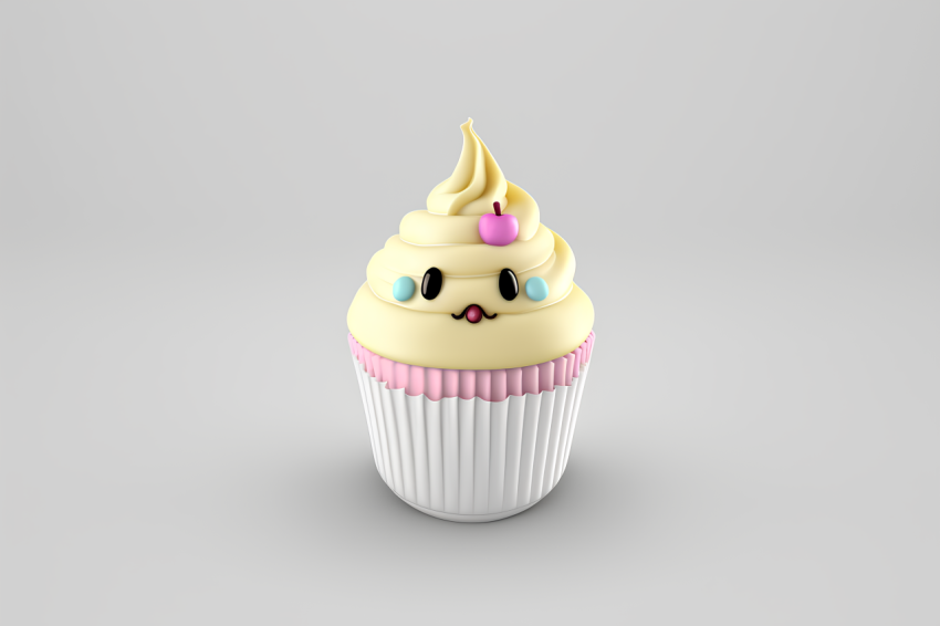 Overhead View Cupcake Icon Claymation Style