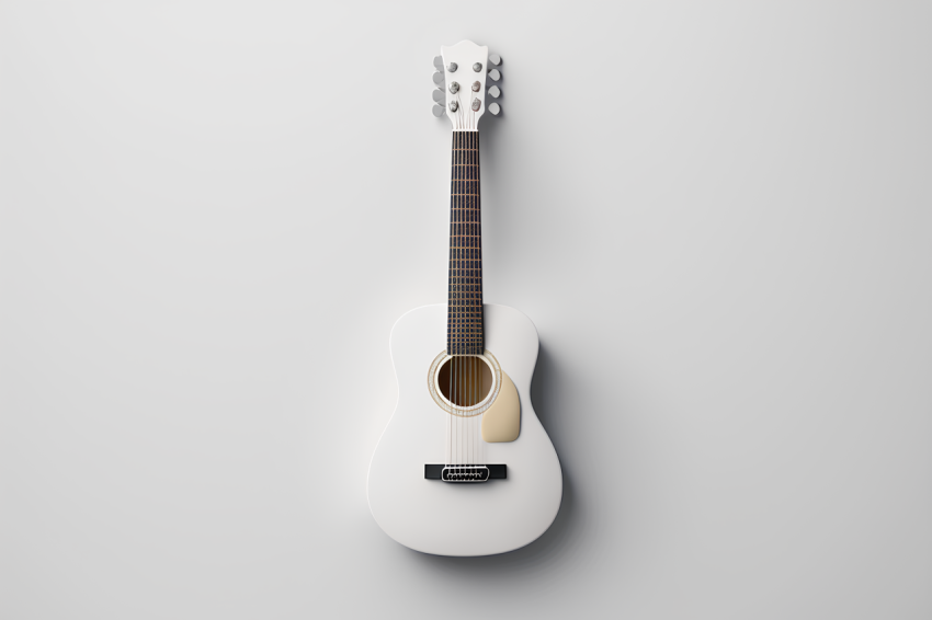 Minimalist Guitar Emoji 3D Render