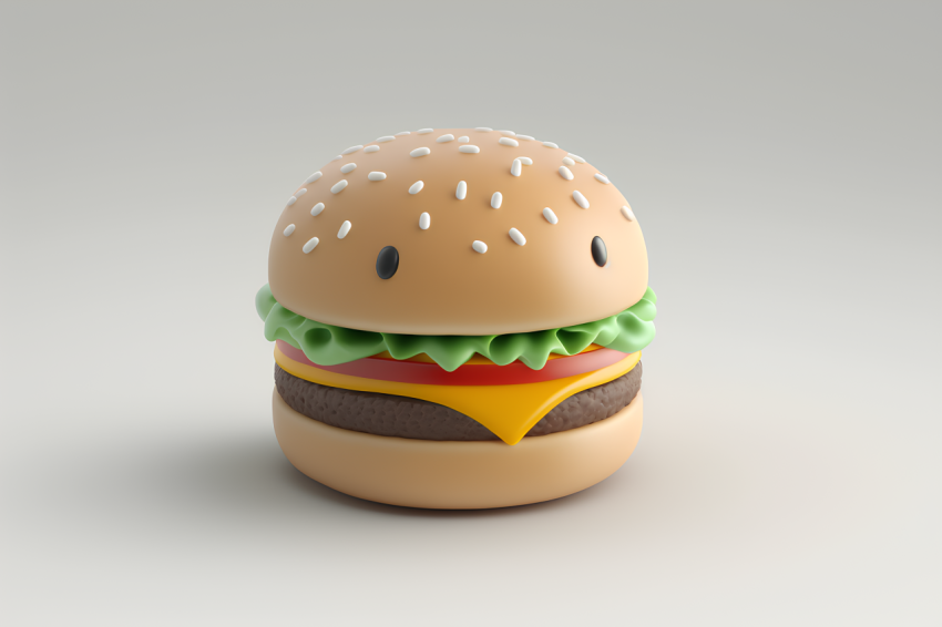 Photorealistic Hamburger Icon White Background
