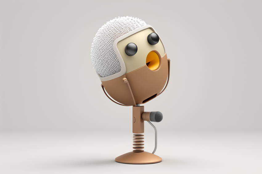 3D Rendered Microphone Icon Overhead View