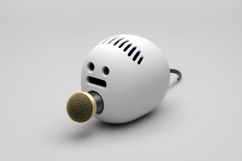 Photorealistic Microphone Icon White Background