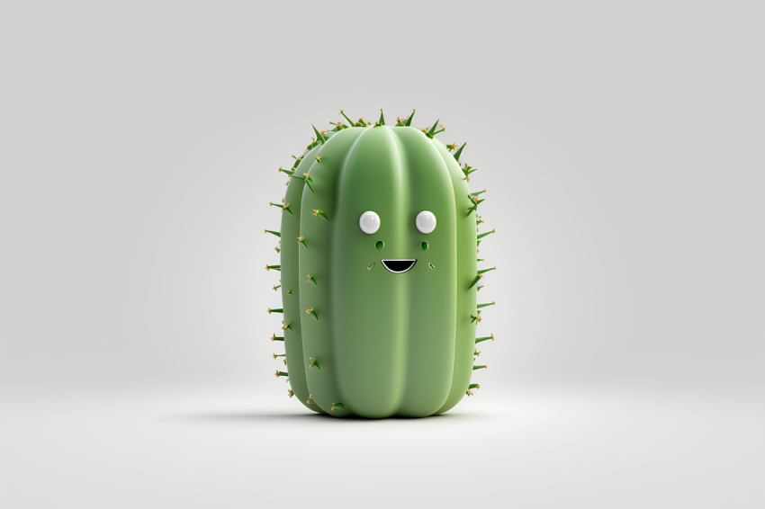 3D Rendered Cactus Icon Overhead View