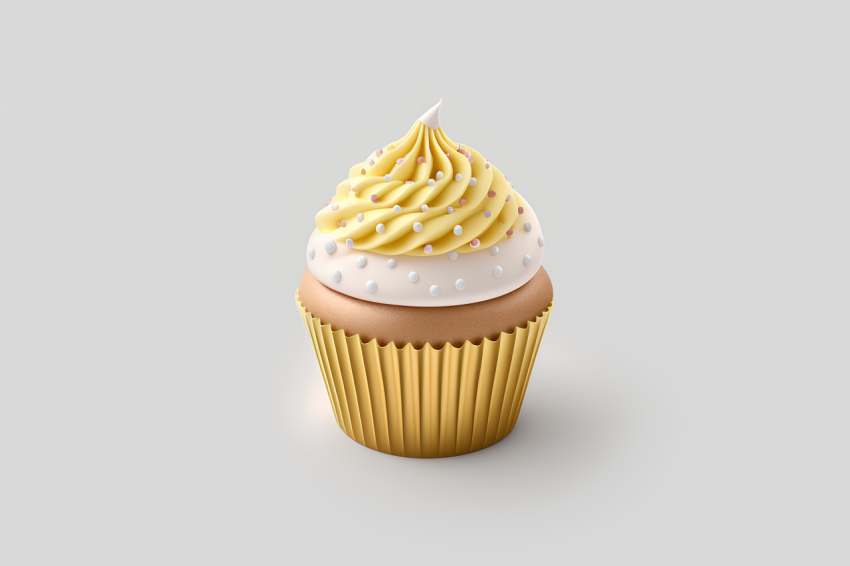 3D Rendered Cupcake Icon Overhead View