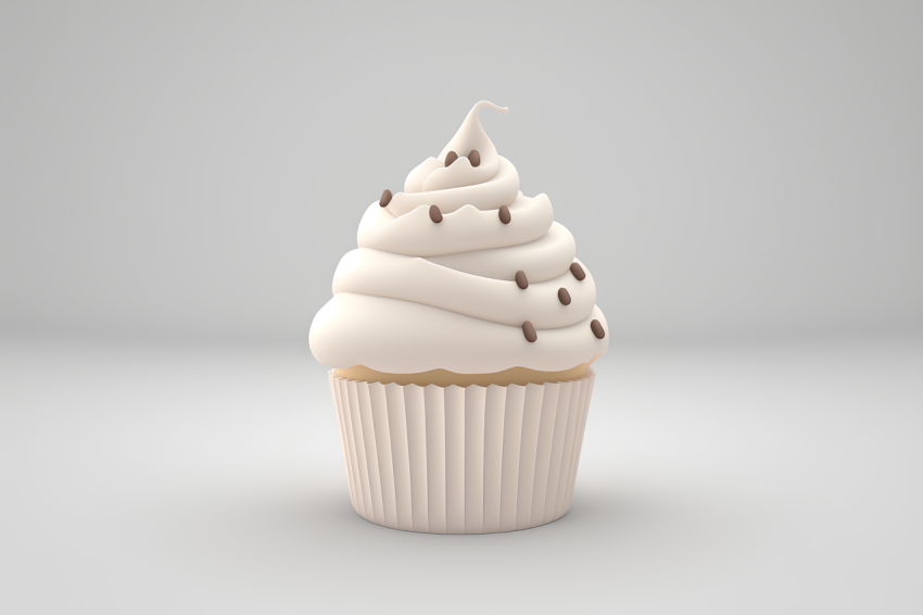 Minimalist Cupcake Emoji 3D Render