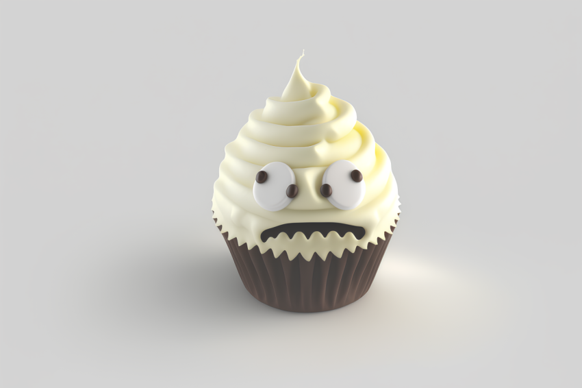 Overhead View Cupcake Icon Claymation Style