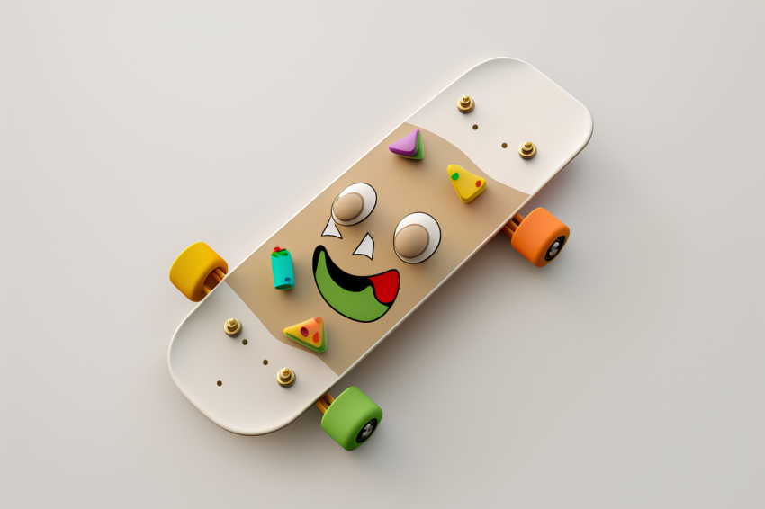 Overhead View Skateboard Icon Claymation Style
