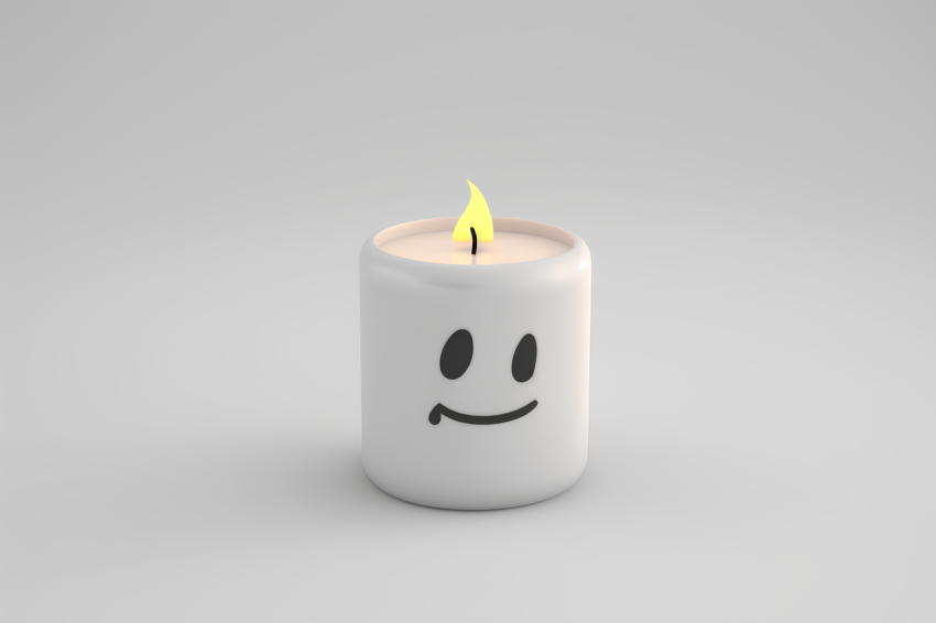 Minimalist Candle Emoji 3D Render