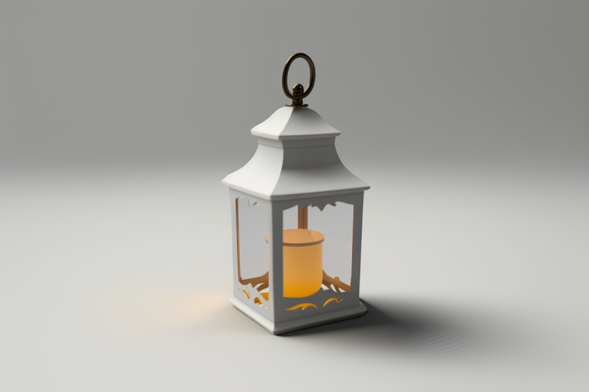Photorealistic Lantern Icon White Background