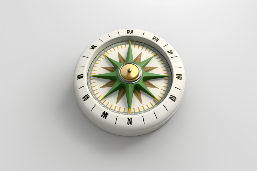 Minimalist Compass Emoji 3D Render