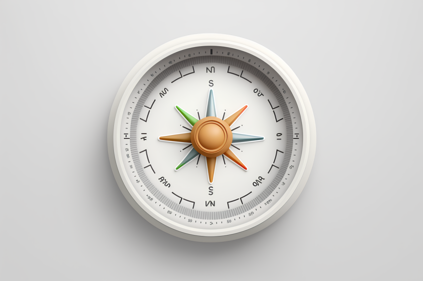 Photorealistic Compass Icon White Background