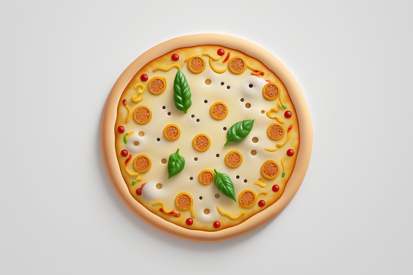 Minimalist Pizza Emoji 3D Render
