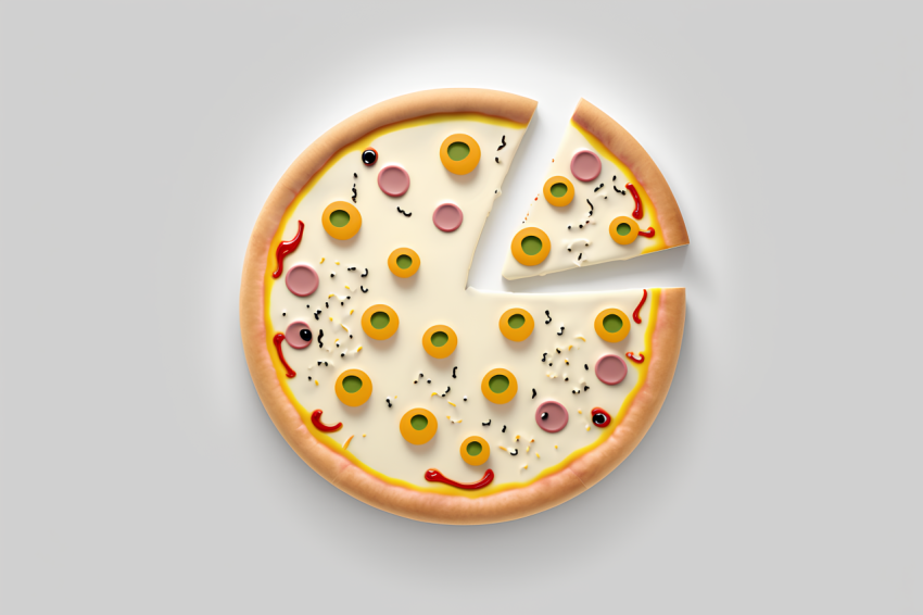 Overhead View Pizza Icon Claymation Style
