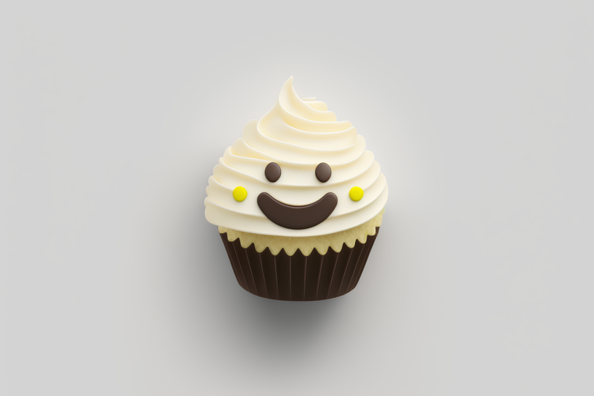3D Rendered Cupcake Icon Overhead View