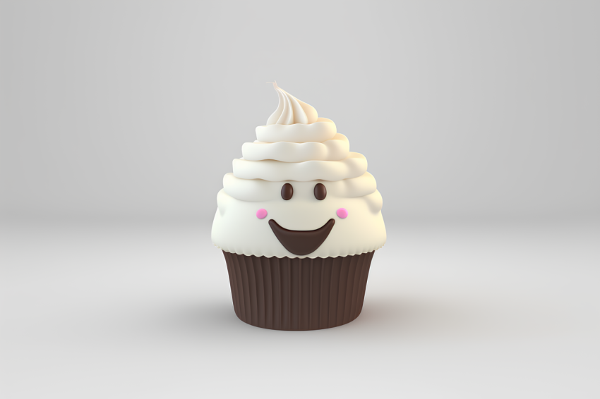 Overhead View Cupcake Icon Claymation Style