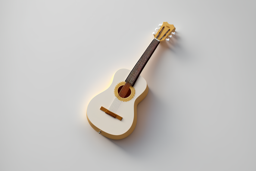 3D Rendered Guitar Icon Overhead View