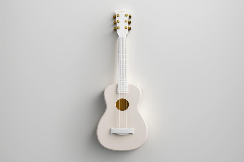 Minimalist Guitar Emoji 3D Render