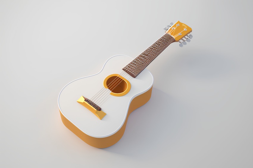 Overhead View Guitar Icon Claymation Style