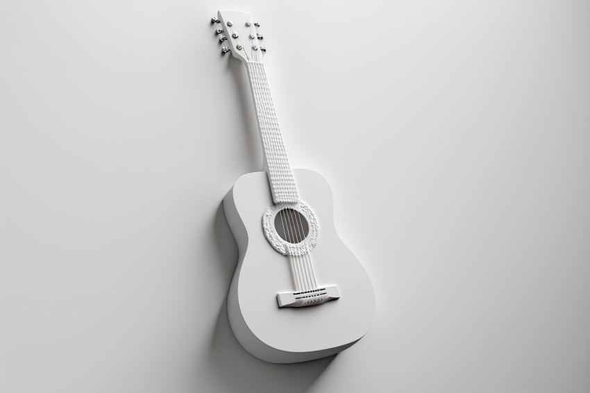 Photorealistic Guitar Icon White Background