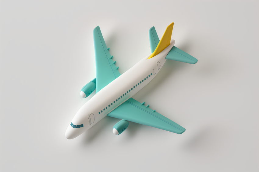 3D Rendered Airplane Icon Overhead View