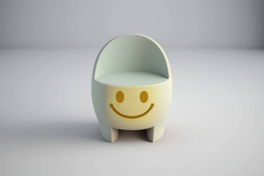 Minimalist Chair Emoji 3D Render