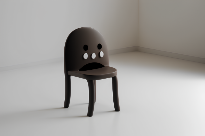 Overhead View Chair Icon Claymation Style