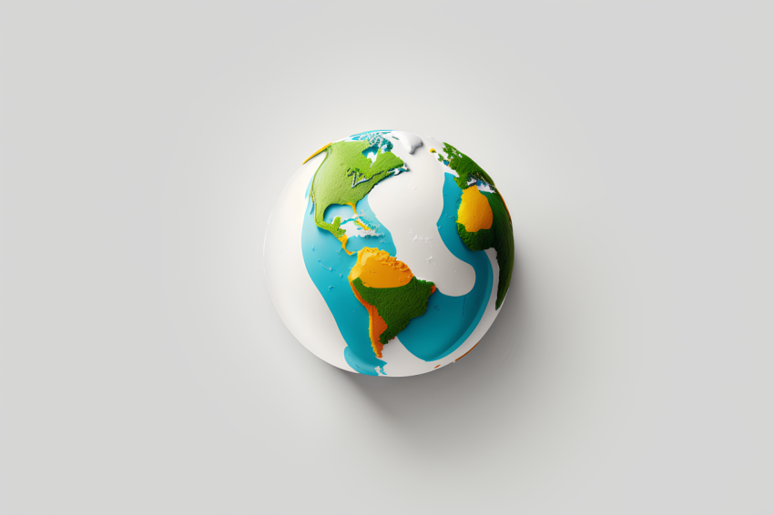 Overhead View Globe Icon Claymation Style