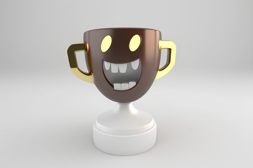 Minimalist Trophy Emoji 3D Render