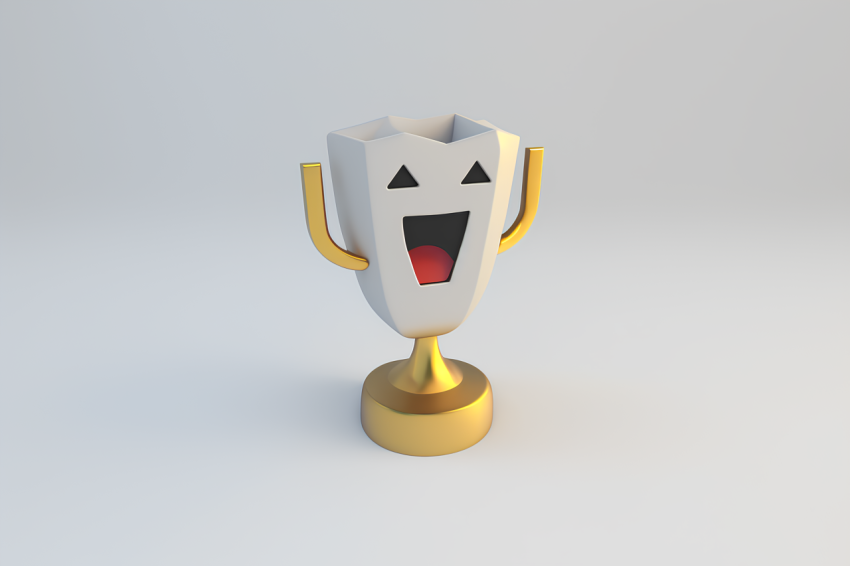 Overhead View Trophy Icon Claymation Style
