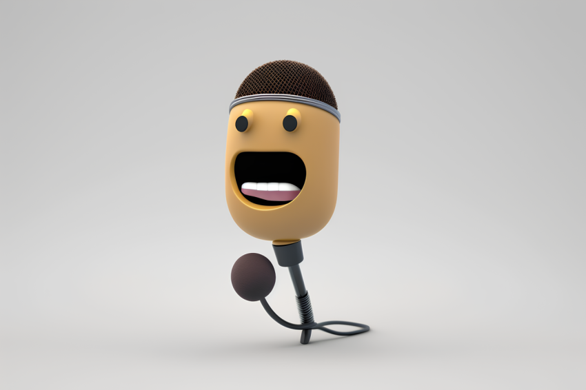 3D Rendered Microphone Icon Overhead View